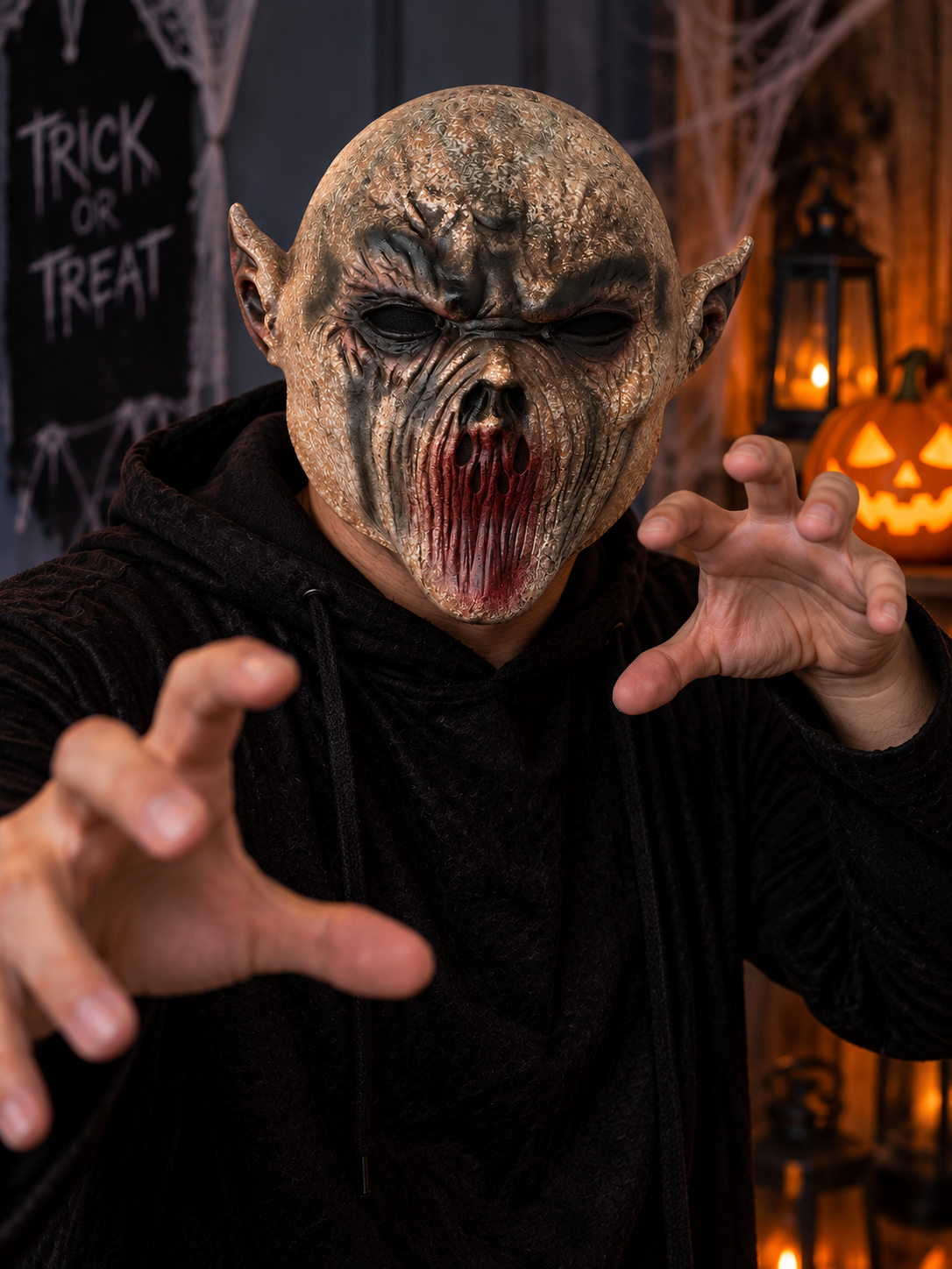 Máscara De Látex Monstruo goblin Halloween Cara Completa