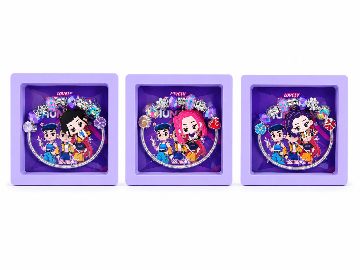Pulsera Guerrera Kpop Con Dijes Infantil Pack X3