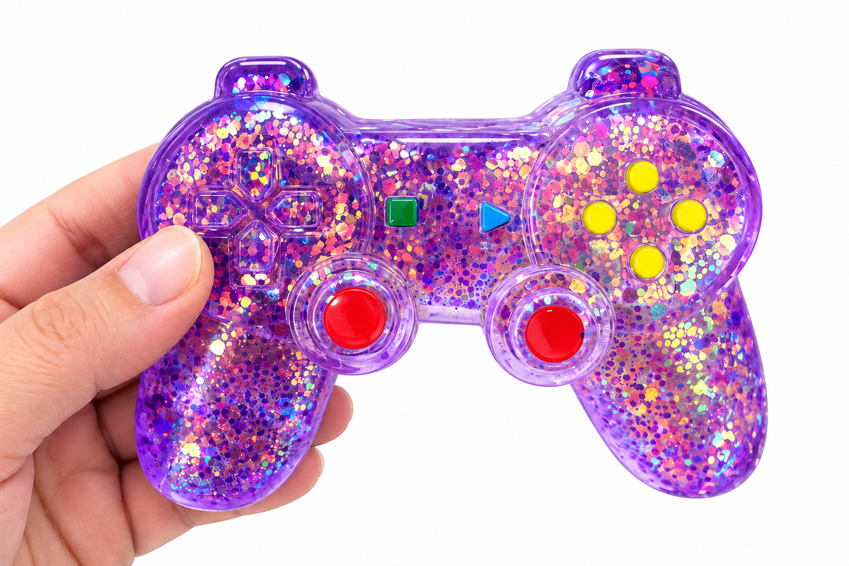 Juguete Antiestrés Control Joystick Con Glitter 11cm