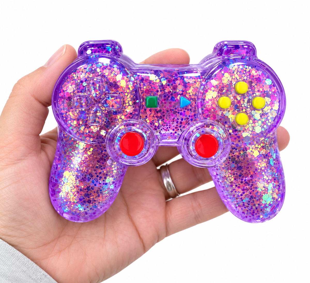 Juguete Antiestrés Control Joystick Con Glitter 11cm