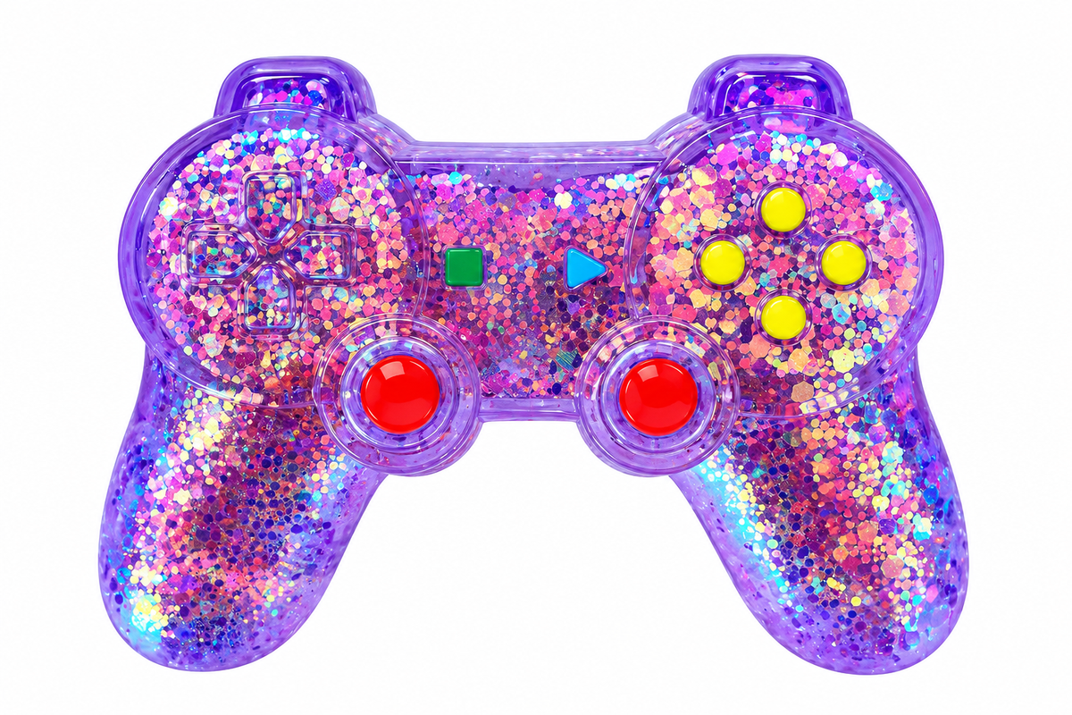 Juguete Antiestrés Control Joystick Con Glitter 11cm
