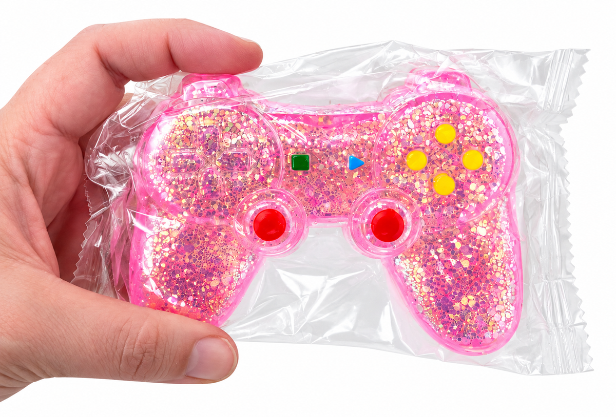 Juguete Antiestrés Control Joystick Con Glitter 11cm