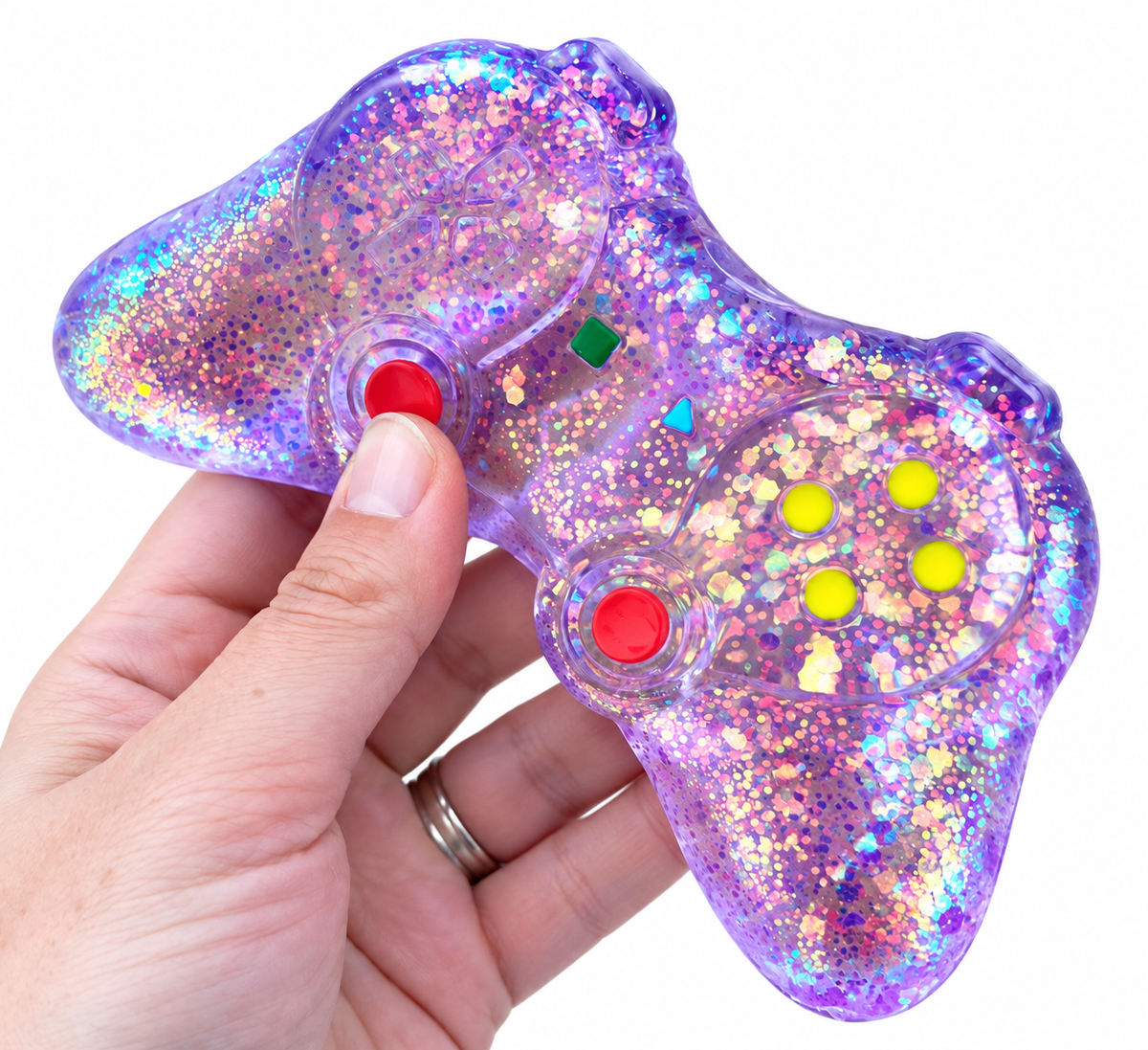 Juguete Antiestrés Control Joystick Con Glitter 11cm