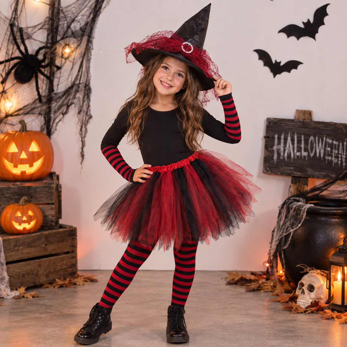Set Disfraz Infantil De Bruja Halloween