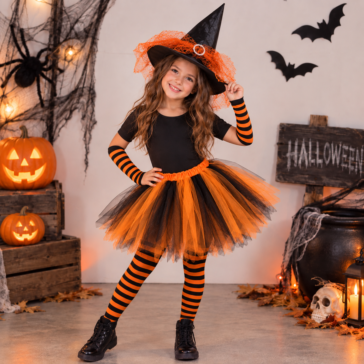 Set Disfraz Infantil De Bruja Halloween