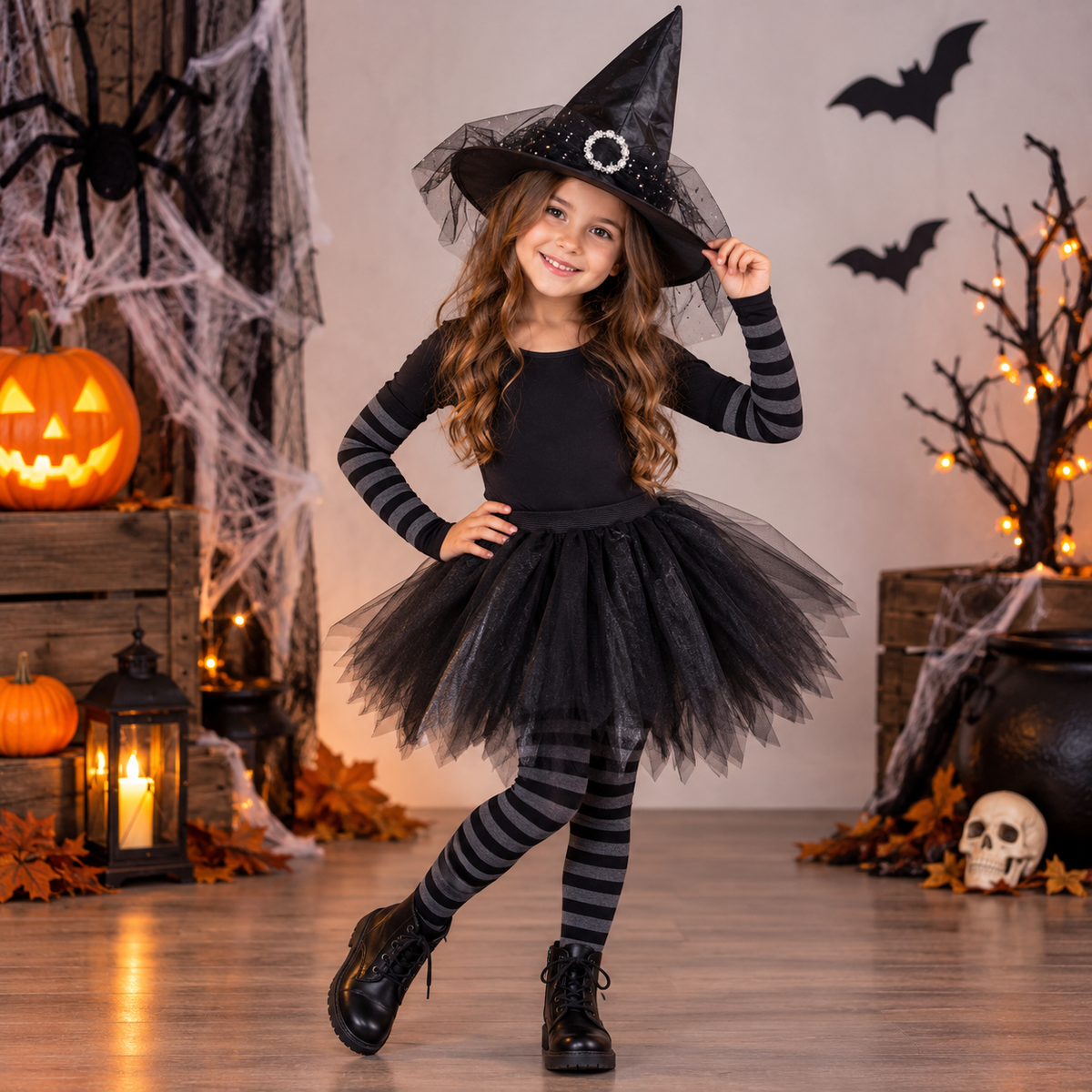 Set Disfraz Infantil De Bruja Halloween