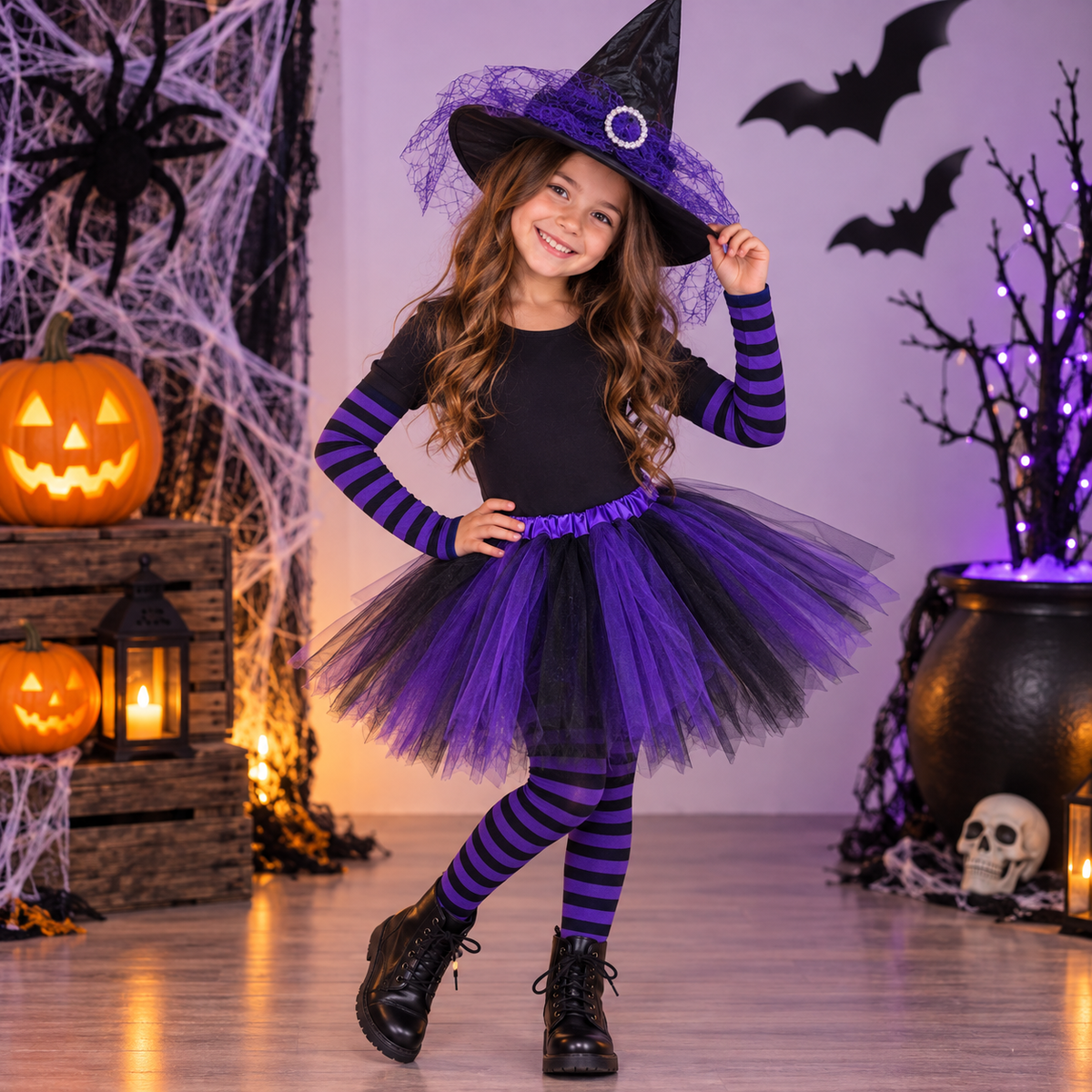 Set Disfraz Infantil De Bruja Halloween