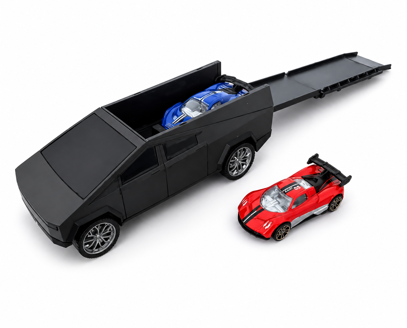 Auto Tesla Con Rampa Lanzadora + 2 Autos