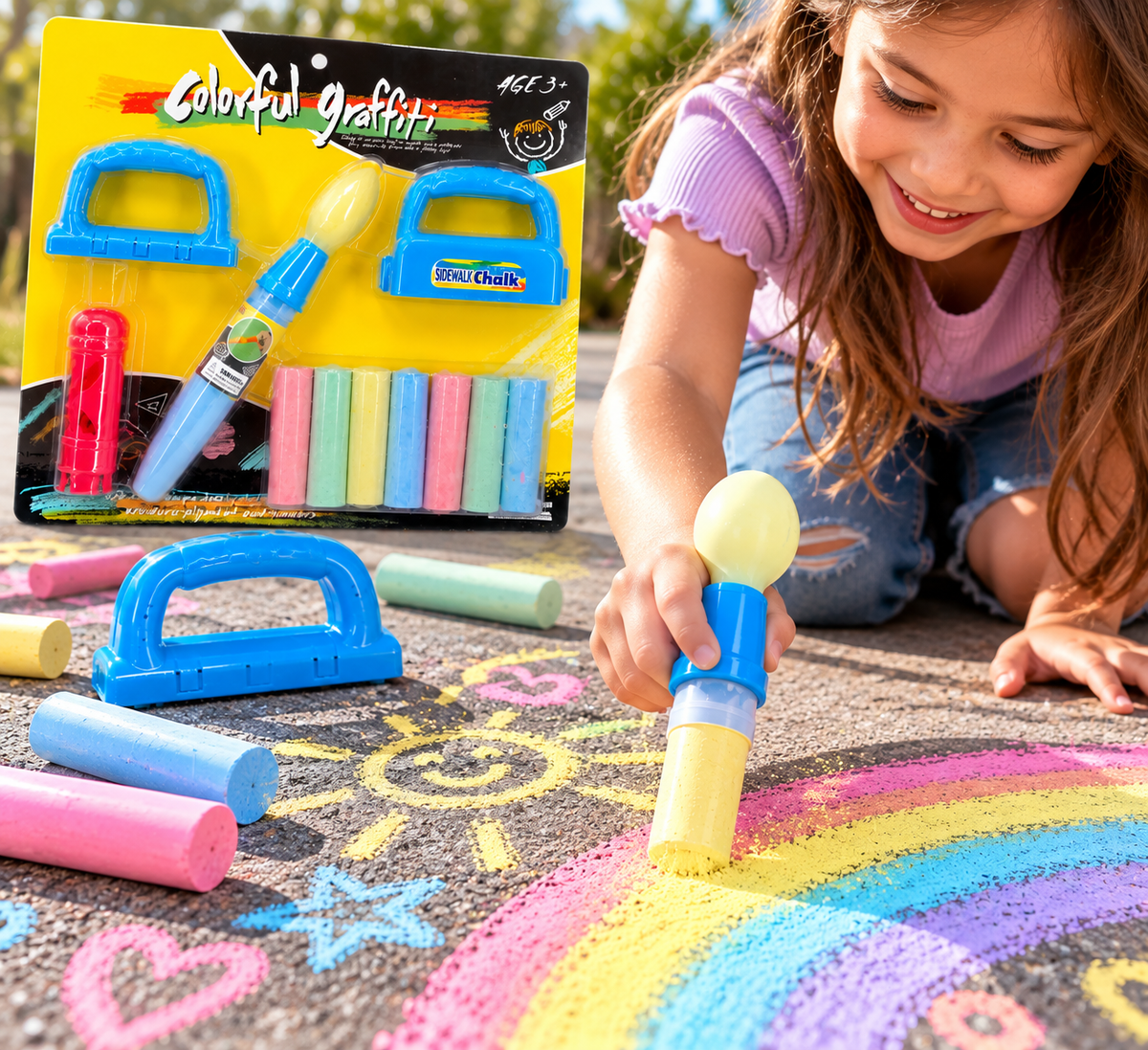 Kit De Tiza Para Dibujar En El Piso Con Accesorios