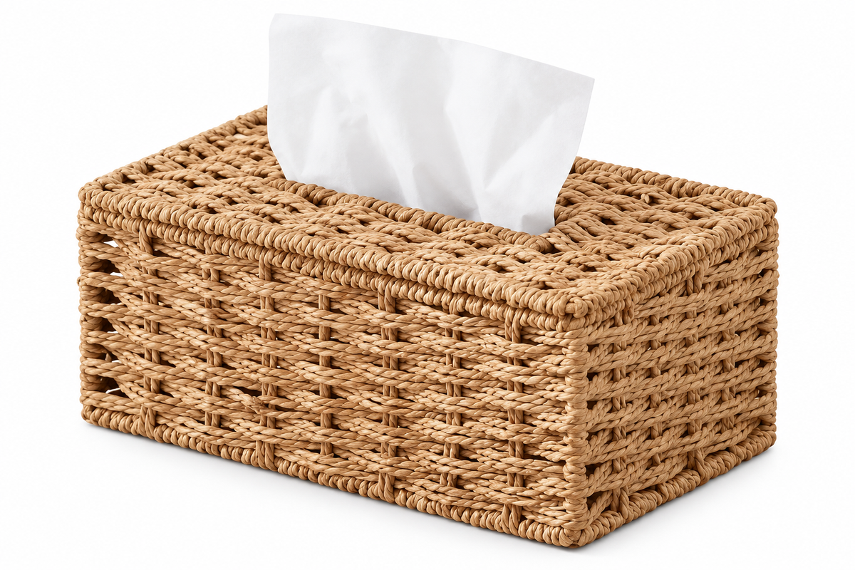 Caja Dispensadora De Pañuelos Tejida Hilo Natural