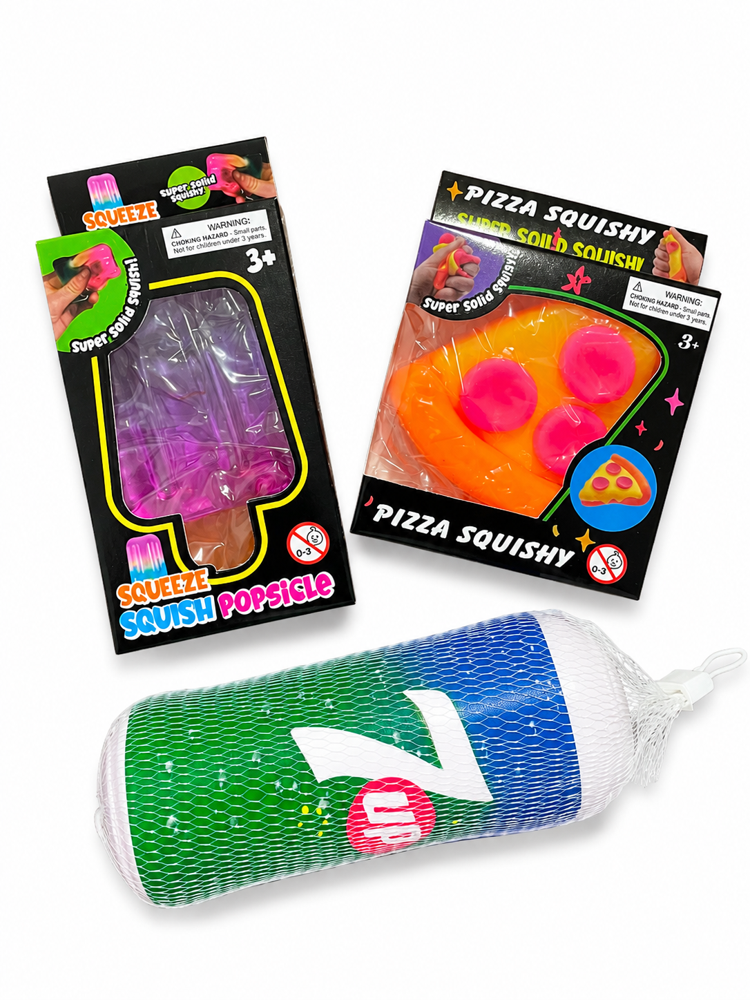 Pack 3 Squishys Pizza Helado Lata Viral Antiestres