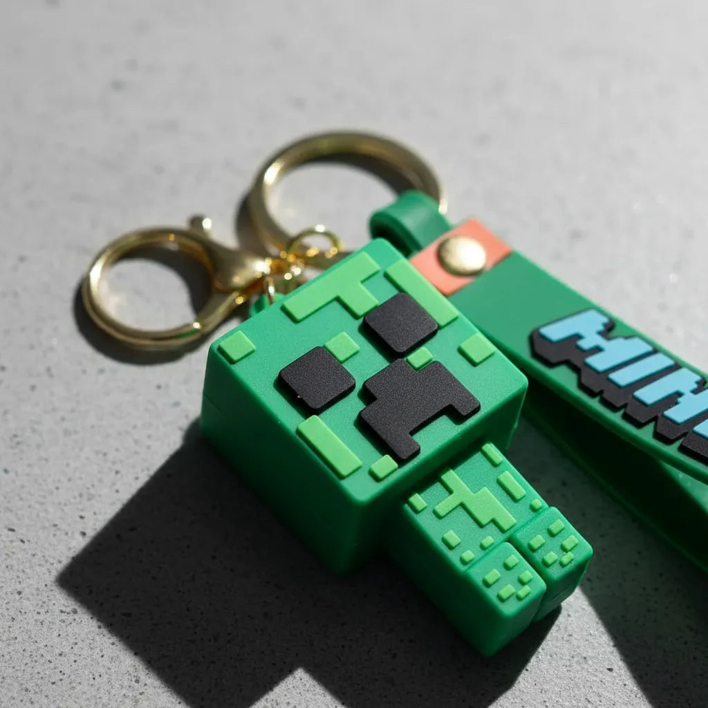 Llavero Minecraft Silicona Con Gancho Y Correa