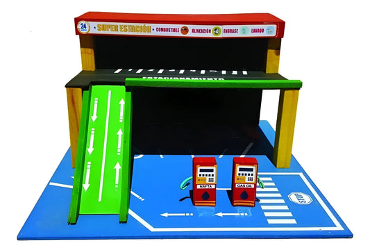 Pista Autos Estacion De Servicio Madera 2 Niveles