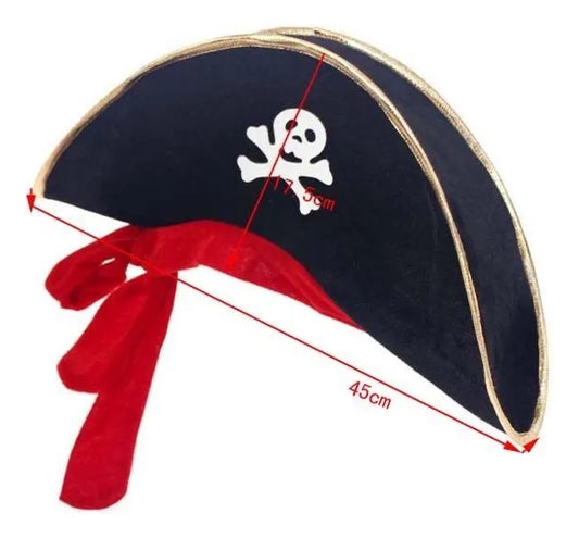 Gorro De Pirata Terciopelo Negro Calavera