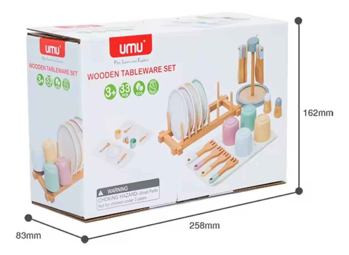 Set De Vajilla En Madera Montessori 27pcs