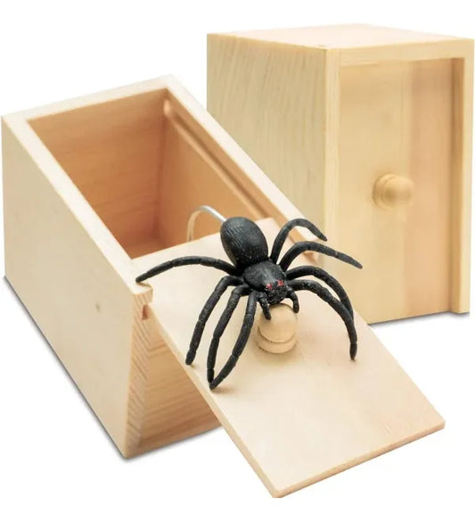 Caja De Madera Sopresa Con Araña Que Salta Broma