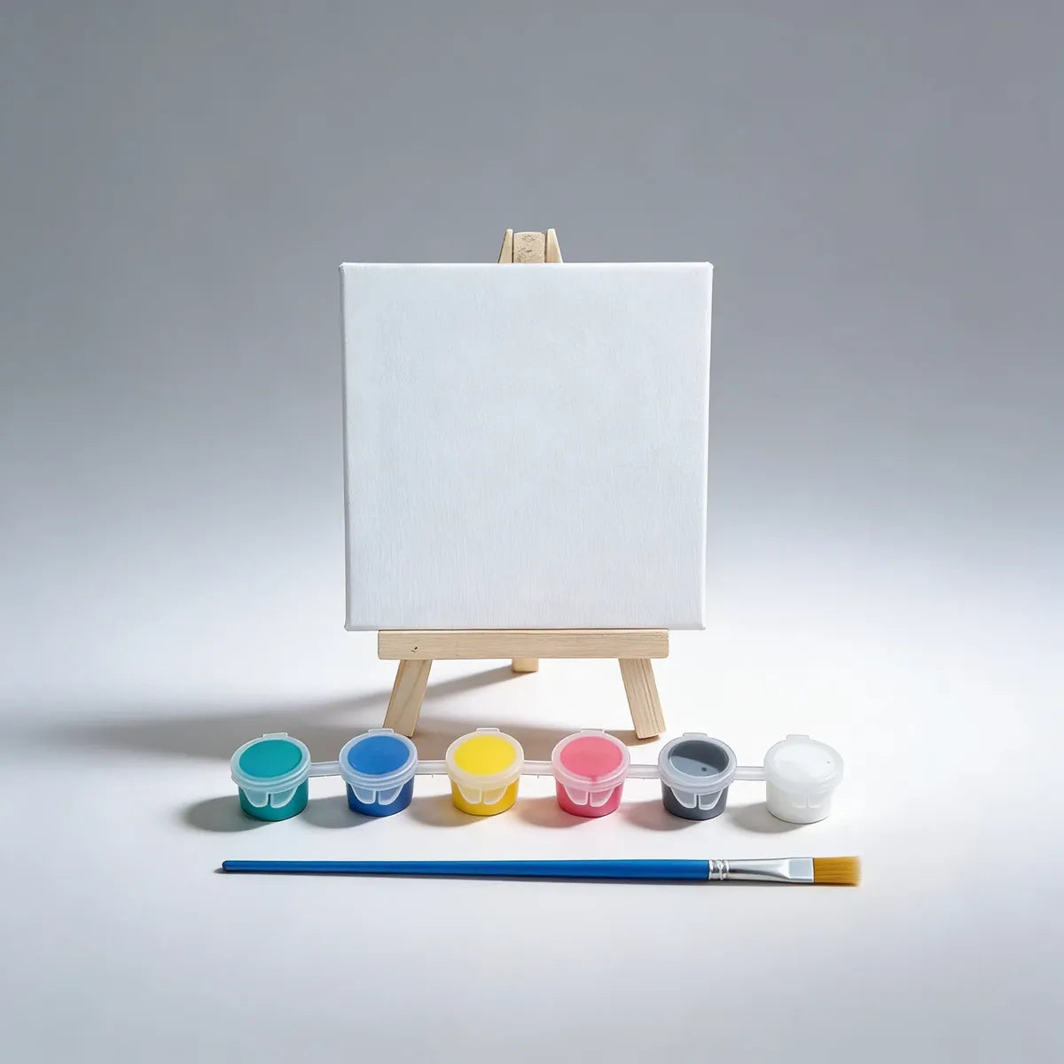 Kit De Arte Pizarra Lienzo C Atril+6témperas+pincel pack x6