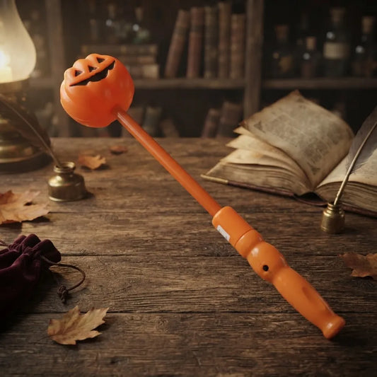 Varita Calabaza Halloween Naranja Con Luz Led
