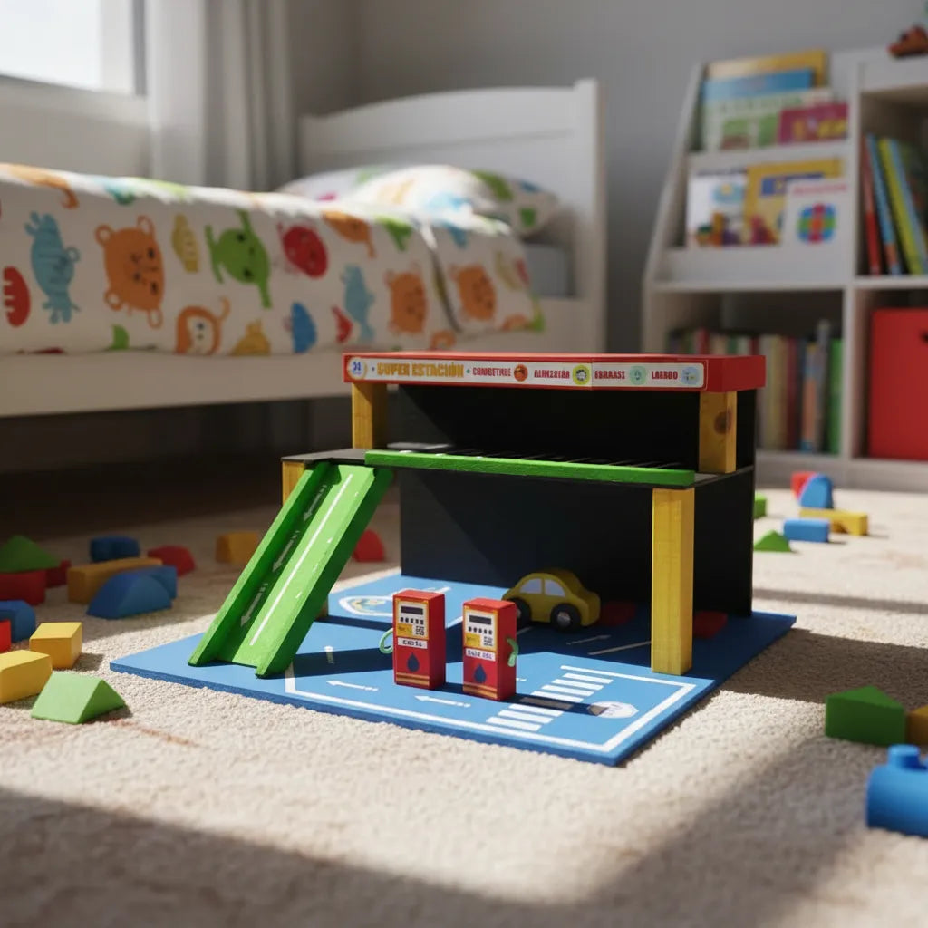 Pista Autos Estacion De Servicio Madera 2 Niveles