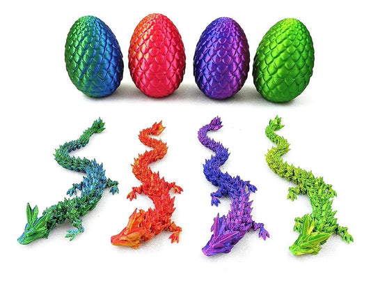 Huevo De Dragon Con Dragón Articulado Colores 22cm