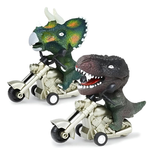 Dinosaurio En Moto A Fricción Dos Modelos 13 Cm