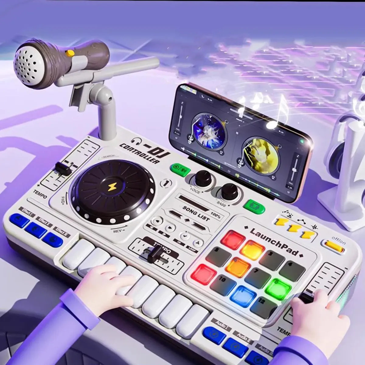 Juguete Consola Dj Infantil Con Microfono Mezclador