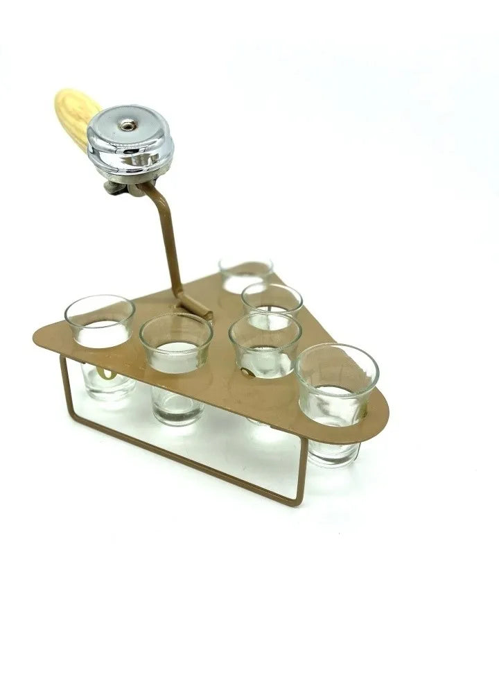 6 Vasos Shot Con Base De Hierro Dorada Y Timbre