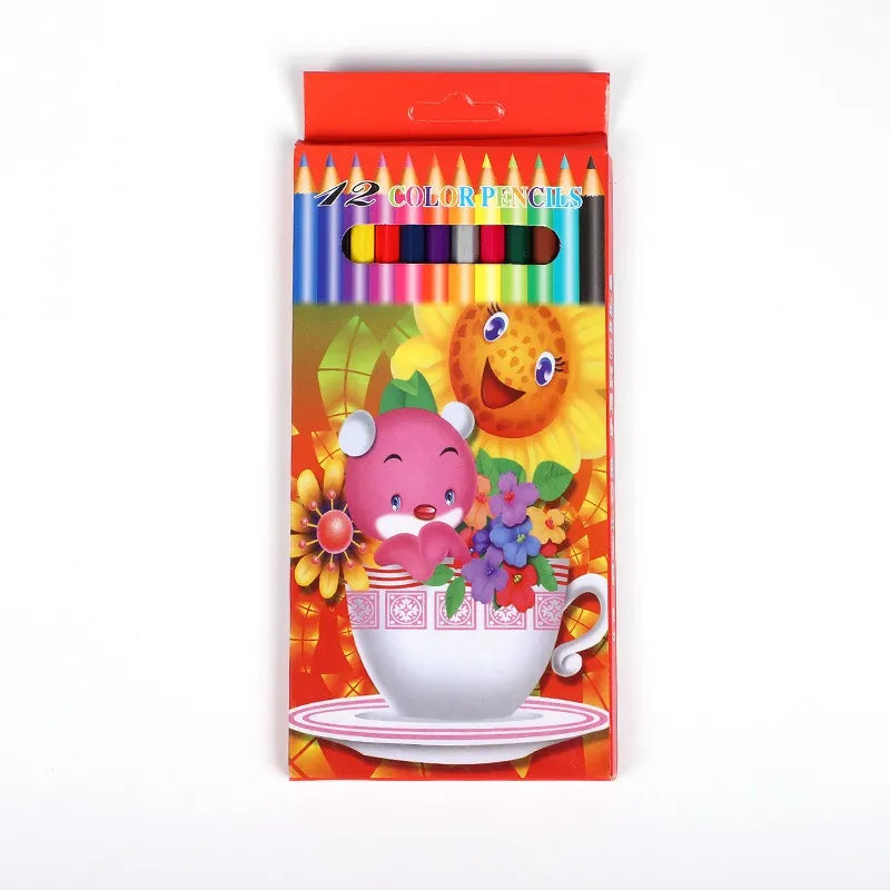 Caja De 12 Lapices De Colores Cortos Calidad Pencil