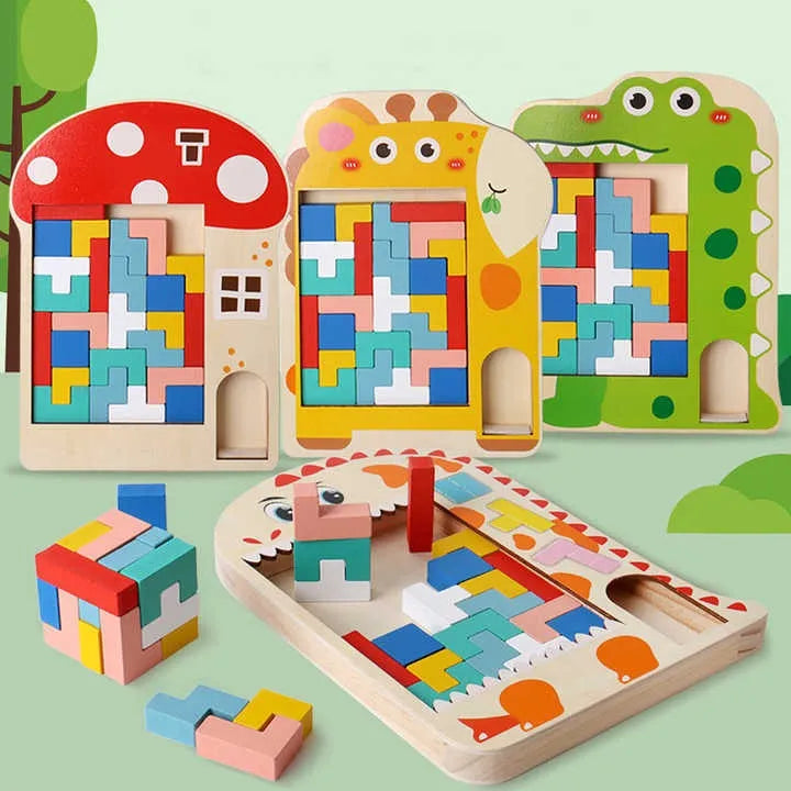 Bloques En Madera Montessori Marco Animal Tetris