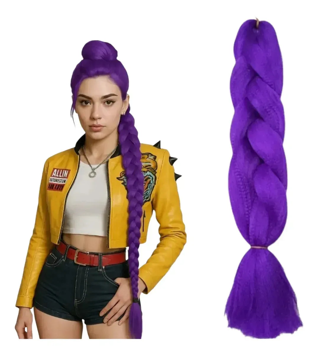 Trenza Morada Extension Rumi Guerrera K-pop Violeta 60CM