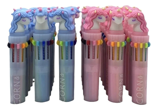 Lapicera Retráctil Unicornio 10 Colores Souvenir