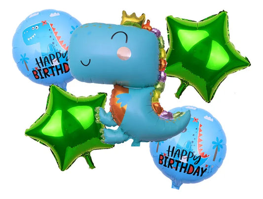 Set De Globos De Dinosaurio 5 Piezas metalizados