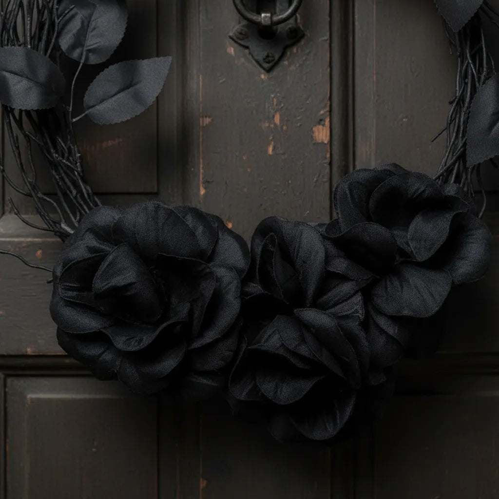 Corona Para Puerta Negra Decoracion Halloween
