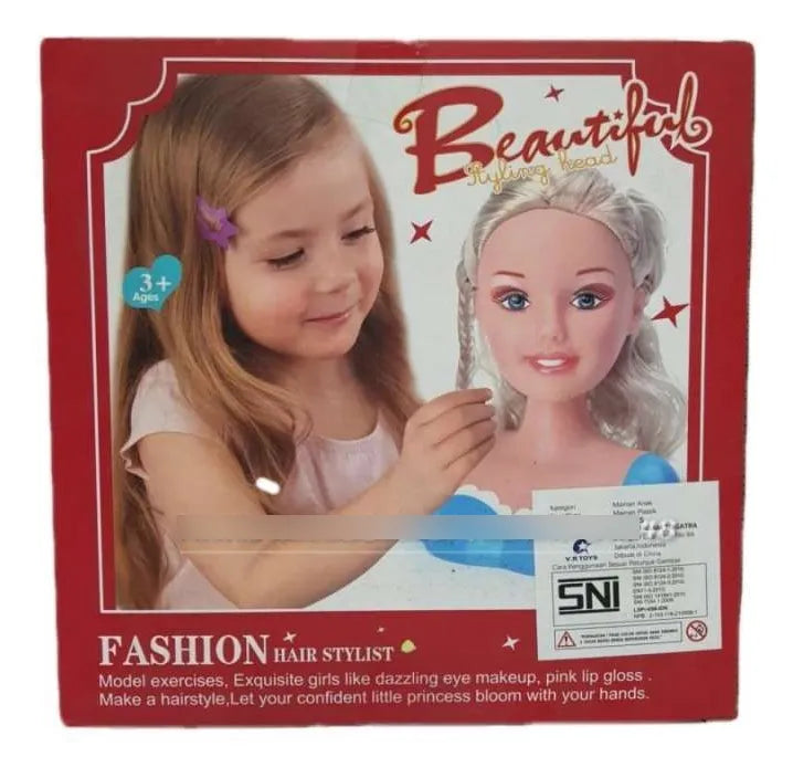Muñeca Cabeza Juego De Peluquería 20cm Peine Espejo