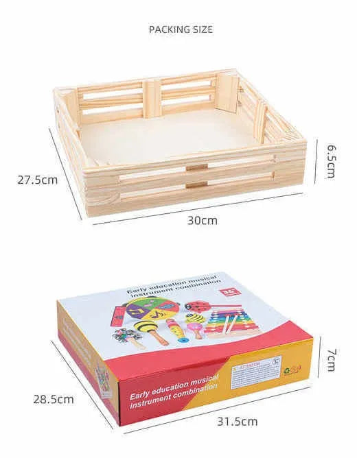 Set De 9 Instrumentos Musicales En Caja De Madera