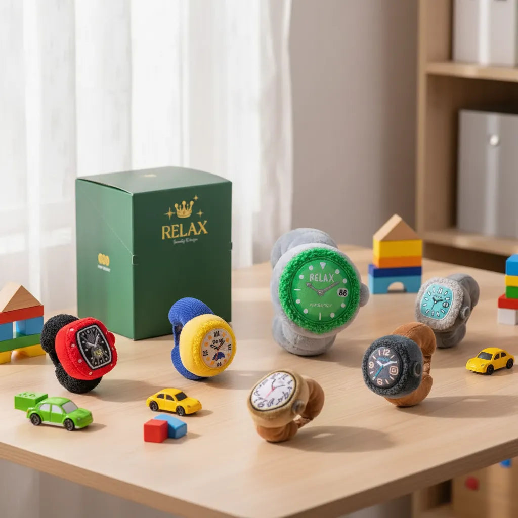 Reloj De Peluche Pulsera Ajustable Varios Colores