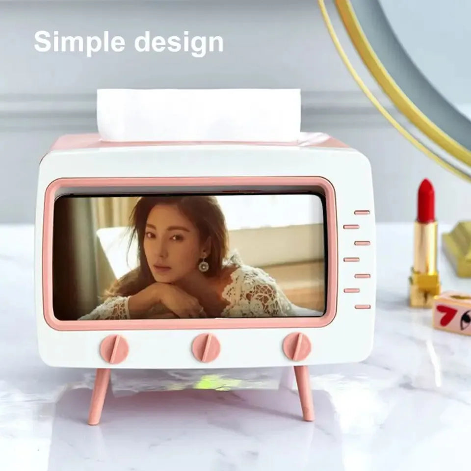 Televisión De Juguete Porta Celular Pañuelos 18cm