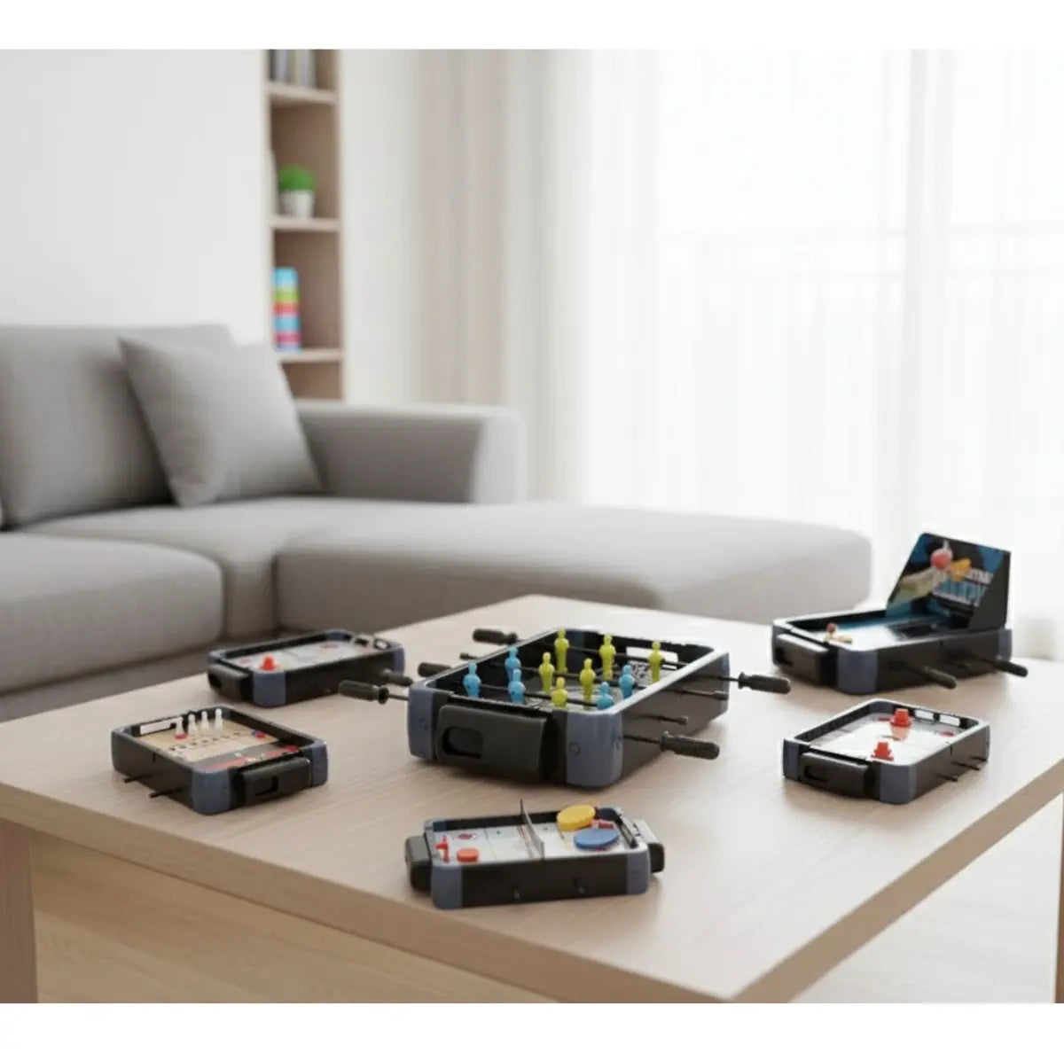 Juego De Mesa 5 En 1 Futbolito Ping Pong Hockey Bolos Basquet