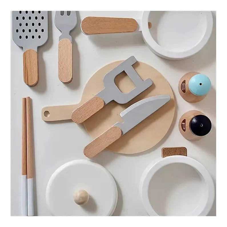 Set De Cocina En Madera Montessori En Cajón 12pcs
