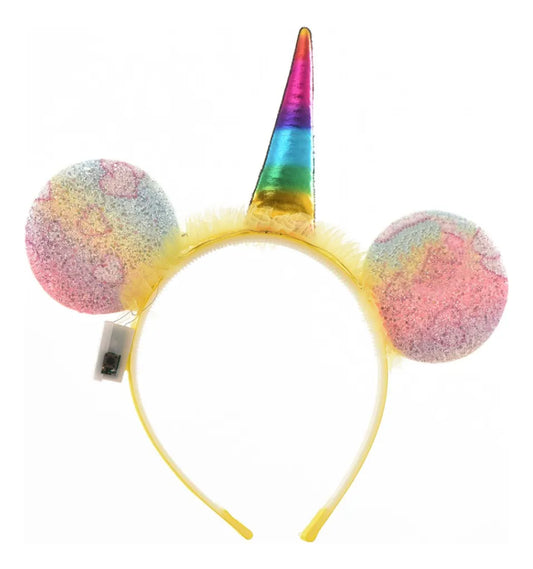 Vincha Diadema Unicornio Con Luz Pack X6