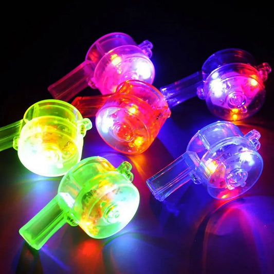 Chifles Silbato Con Luz Led Pack X6 Cotillón Fiesta