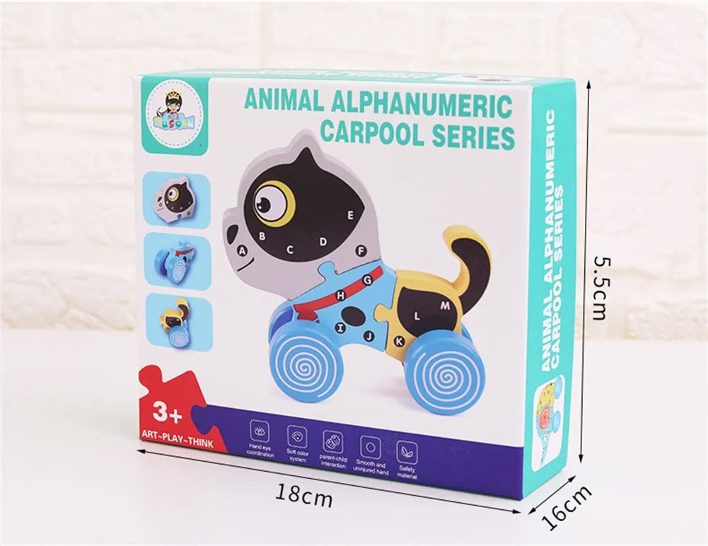 Arrastre En Madera Modelo Animales Puzzle Encsastre