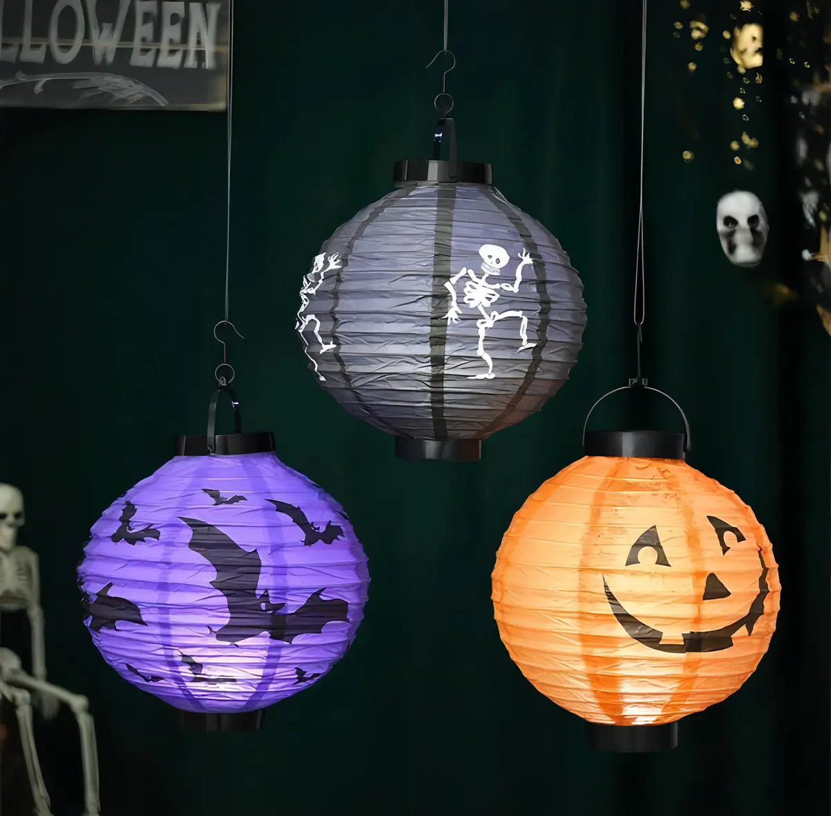 Faroles Led De Papel Para Halloween