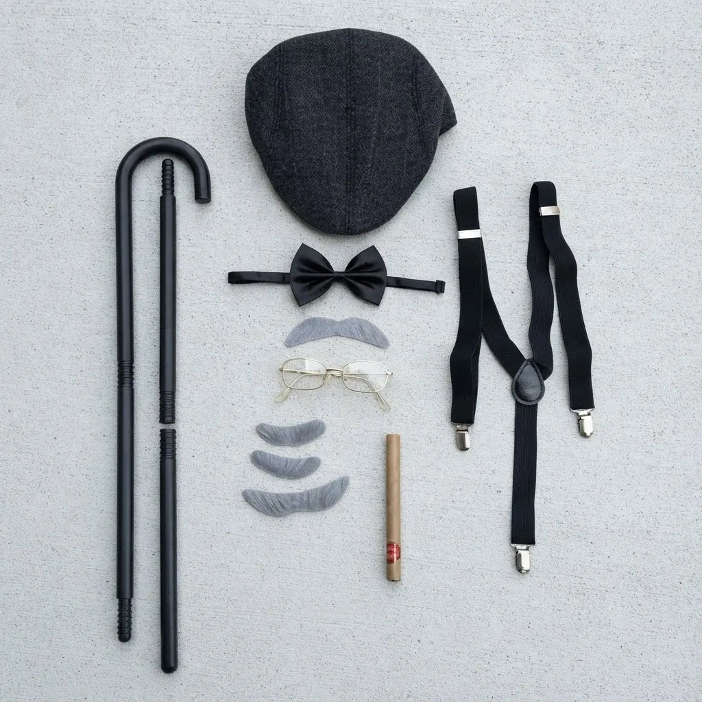 Set Disfraz Gangster Mafia Con Boina 7 Accesorios