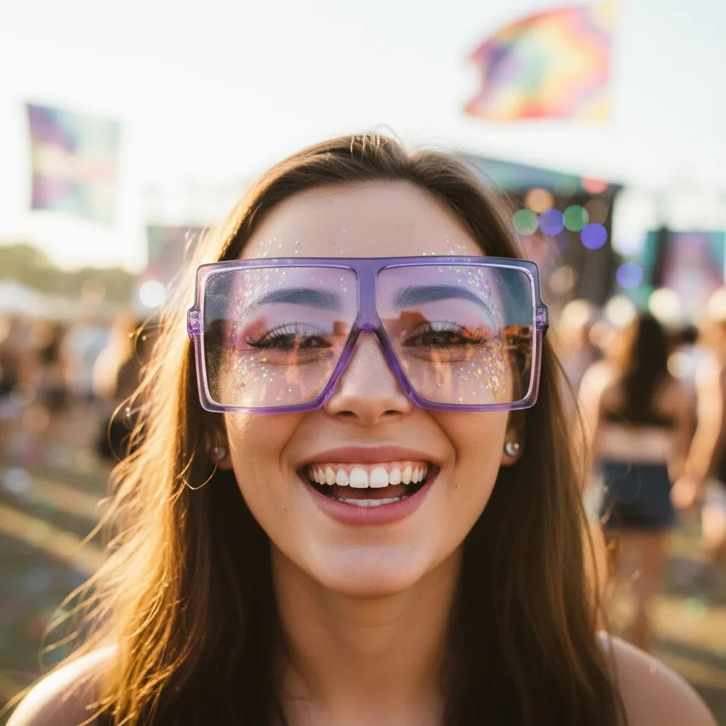 Lentes De Cotillon Cuadrados Grandes Transparentes