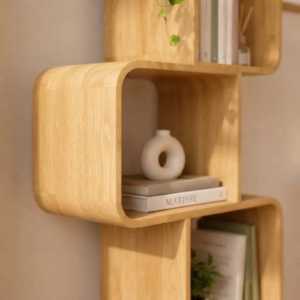 Estantería De Madera Bambu Curvo 5 Estantes 165cm