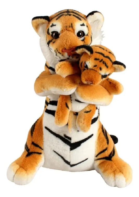 Peluche Tigre/leopardo/león Y Cachorro 40cm Suaves