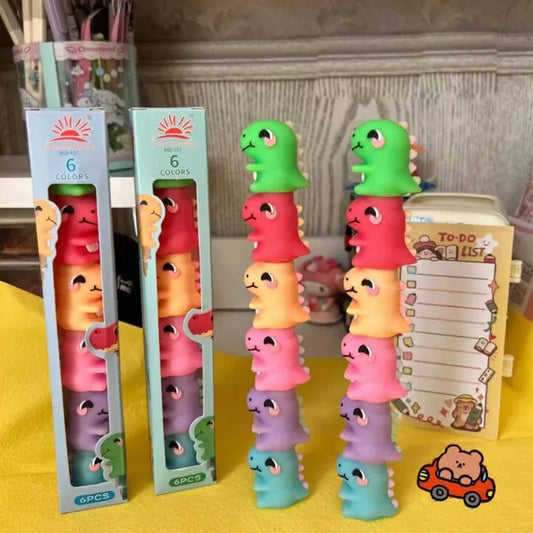 Marcadores Resaltadores Fluo Dinosaurio X6