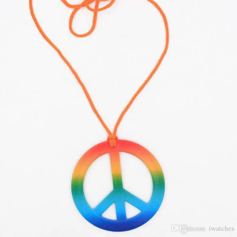 Collar Colgante Hippie Símbolo De La Paz Arcoiris