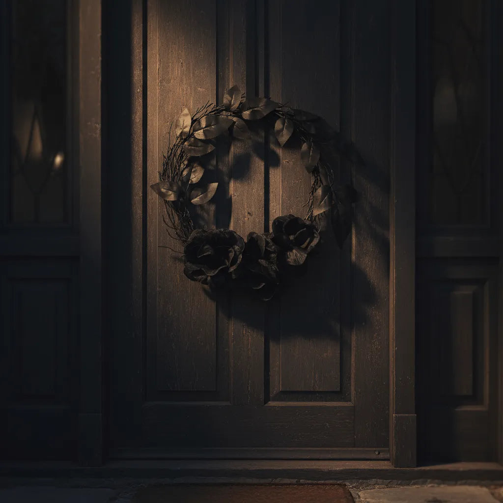 Corona Para Puerta Negra Decoracion Halloween